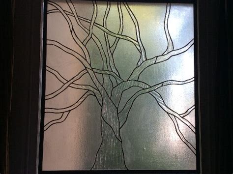 Stained Glass Large Clear Textured Glass Tree Window