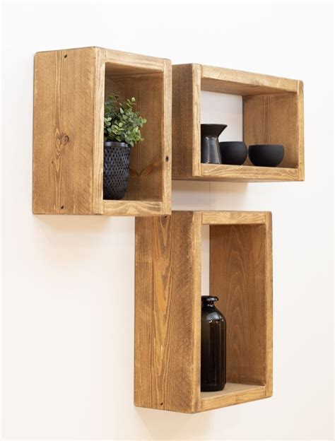 rustic wall cube wooden box wall storage display shelves handmade