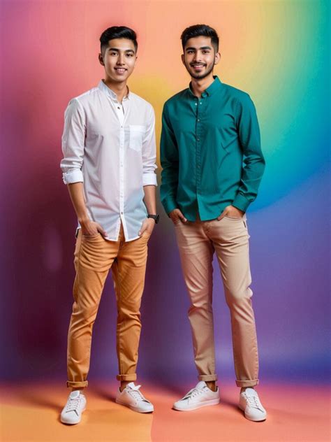 diverse young men  vibrant background pincel