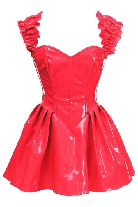 Top Drawer Steel Boned Red Patent PVC Vinyl Corset Dress - Walmart.com