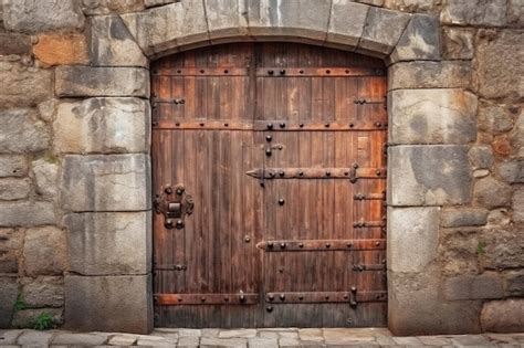 Premium AI Image | Wooden doors in medieval castle Ai