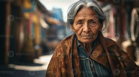 muy antiguo gris peludo mexicano mujer vistiendo tradicional mexicano