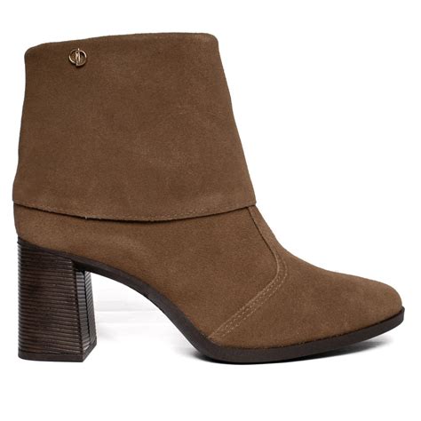 Botas Cano Curto Camurça - Bota Feminina Dakota Cano Curto Couro Camurça Marrom Marrom