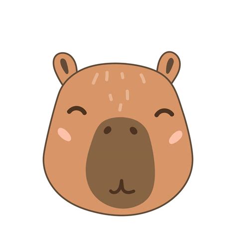 cartoon capybara cute capybara face icon  vector art  vecteezy