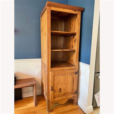 2 Rustic Mexican Solid Pine Wood Iron Bookcases - AptDeco