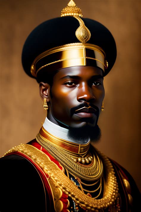 Lexica - Portrait of strong afro African king, dressed in gold ornaments