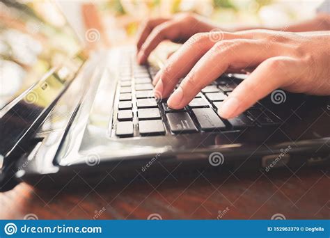 Typing on Laptop Keyboard stock image. Image of digital - 152963379