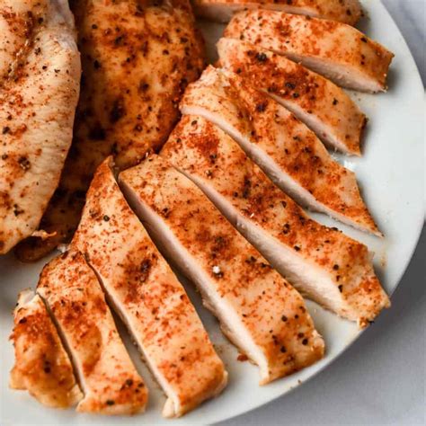 juicy oven baked thin sliced chicken breasts