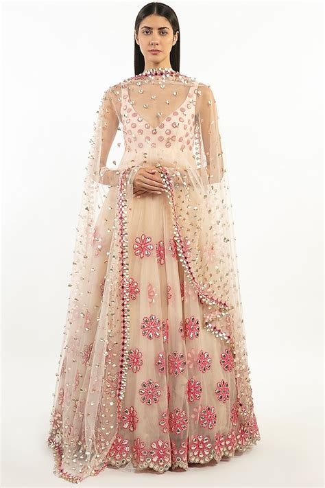 blush embroidered anarkali set  abhinav mishra  pernias pop