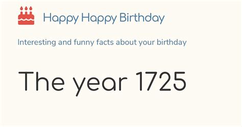 The year 1725: Calendar, history and birthdays