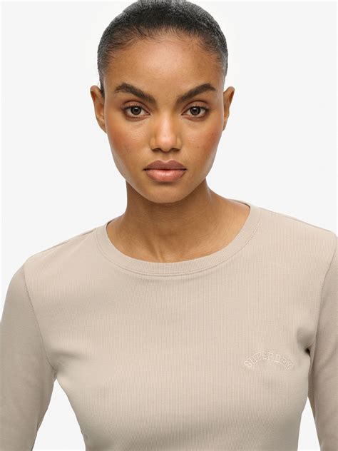 Buy Superdry Nude Athletic Essentials Logo Garment Dyed Ribbed Top from