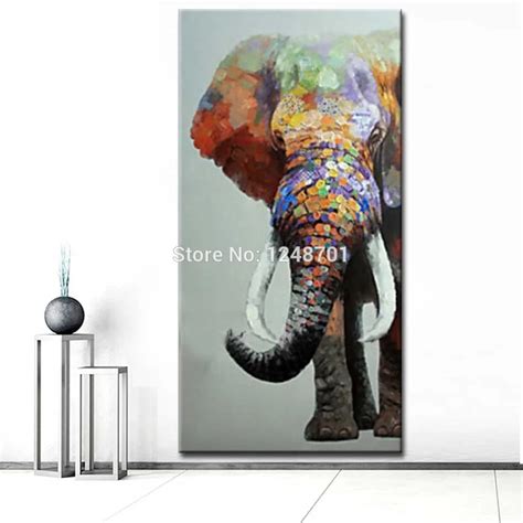 Large Size Hand Painted Abstract Elephant Oil Painting on Canvas ...