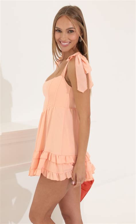 Mazikeen Flare Dress in Peach | Lucy in the Sky