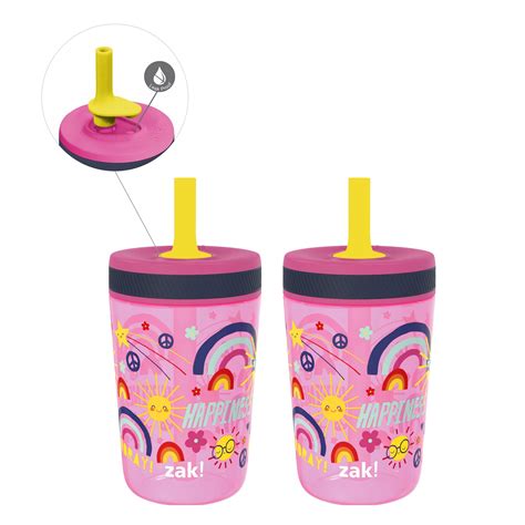 Zak Designs 15 Oz Durable Plastic Tumblers for Kids, Leak-Proof Design