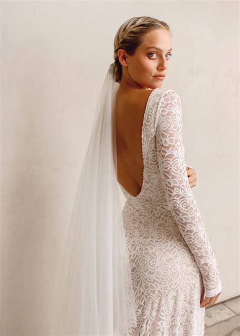 Low Back Wedding Dress High Neck Bridal Dress With Sleeves - Etsy UK