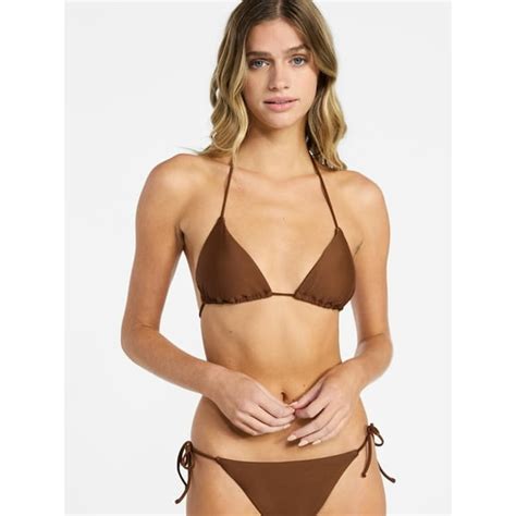 No Boundaries Polka Dot Triangle Halter Bikini Top, Women's XXS-XXL
