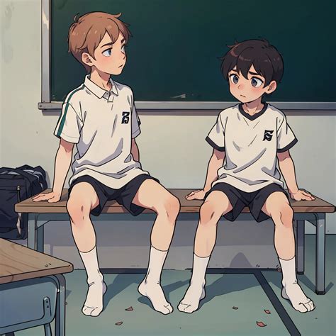 Anime boy and girl sitting on a bench in a classroom - SeaArt AI