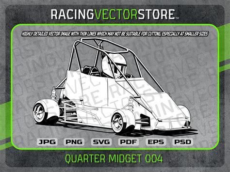 Dirt Track Quarter Midget Race Car Highly Detailed Vector Clipart Image