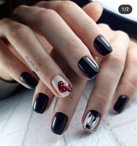 Черные ногти. Черный маникюр. Микки Маус | Nails, Beauty
