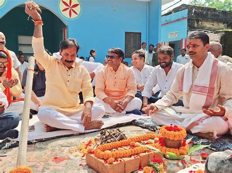 foundation stone laid  ancient shiva temple  rustampur rasatamapara