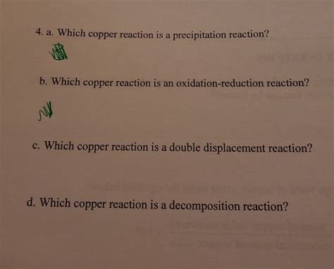 Solved 4. a. Which copper reaction is a precipitation | Chegg.com