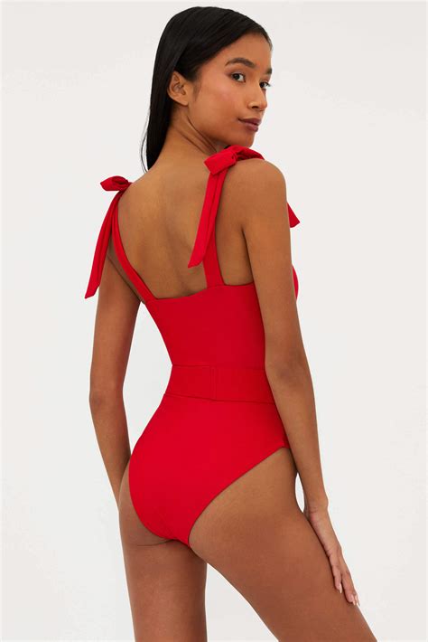 Sydney One Piece Red | One Piece Swim with Belt | Beach Riot
