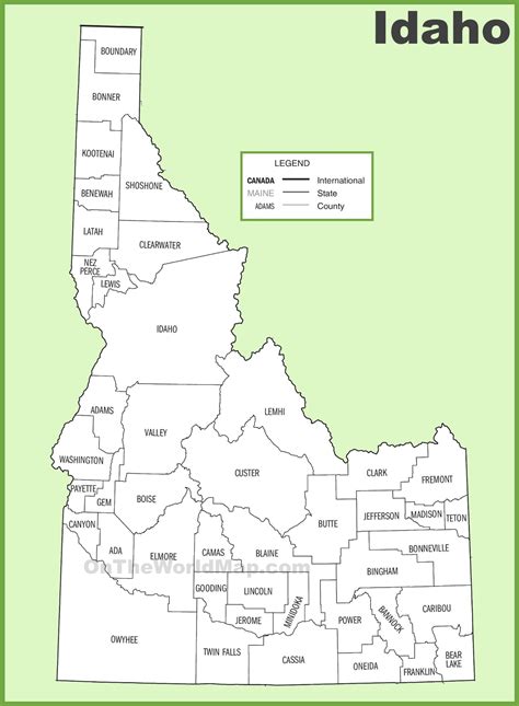 Idaho county map - Ontheworldmap.com