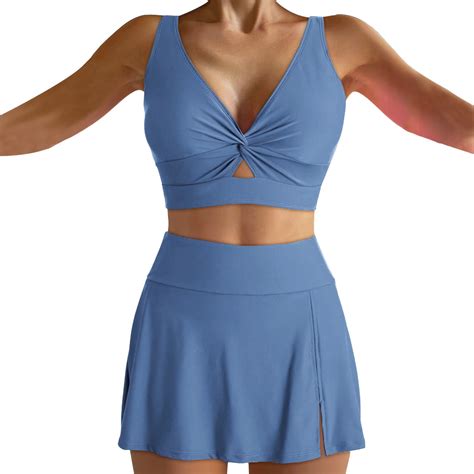 MSJUHEG Bathing Suit with Skirt,One Piece Swimsuit with Skirt,2 Pieces