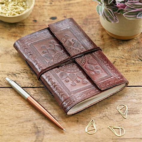 indra embossed leather notebook paper high