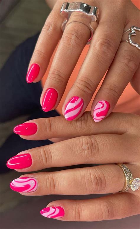 celebrate summer   cute nail art designs swirl pink nails