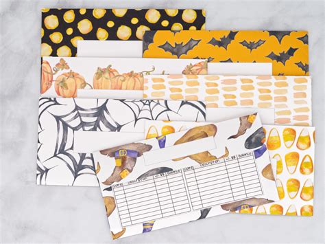 PRINTABLE Set of 7 Horizontal Cash Envelopes, October Halloween Kit-49