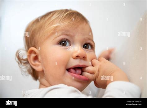 beautiful baby girl head shot stock photo alamy