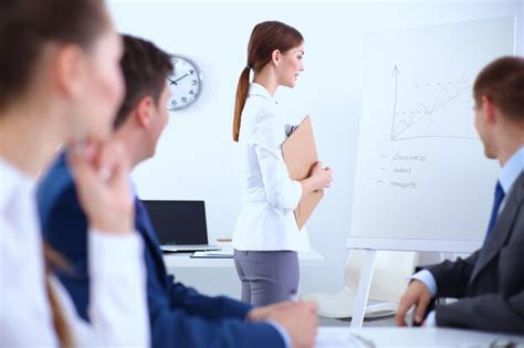 premium photo successful business man standing   staff  office