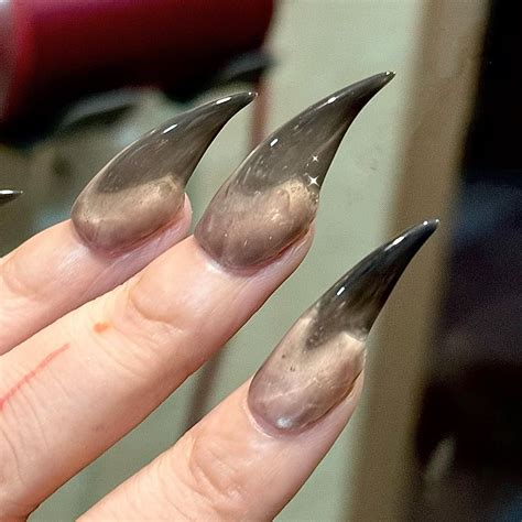 3D Dragon Claw Nail Art, Gray Wolf Claw Gradient 3D Press on Nails, Y2K