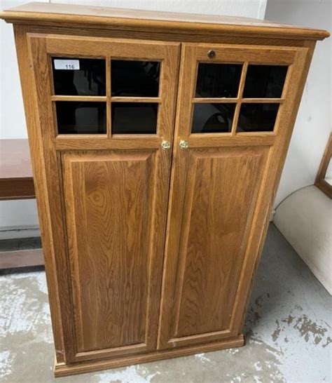 Oak Storage Cabinet | Live and Online Auctions on HiBid.com
