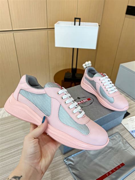 Replica Prada America's Cup Sneakers in Pink Rubber and Bike Fabric