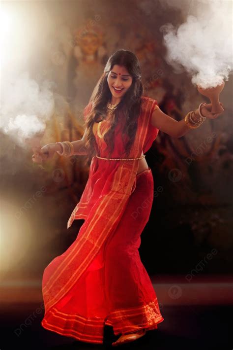 Bengali Married Women Performing Dhunuchi Dance On The Occasion Of