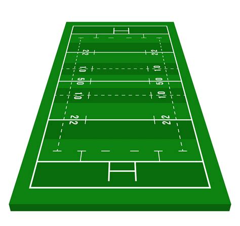 Perspective green rugby field. View from front. Rugby field with line ...