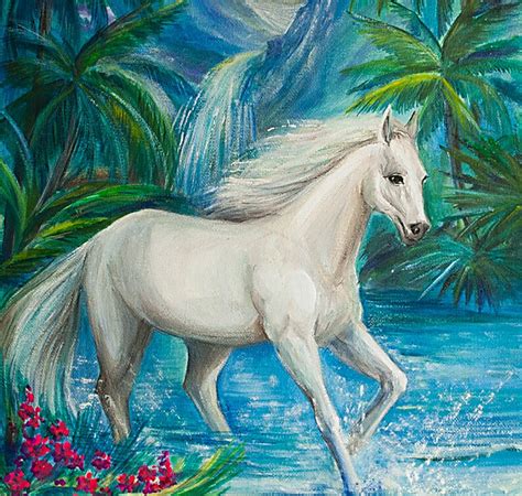 White Horse Oil Painting Original Horse Art Animal Painting on Canvas ...