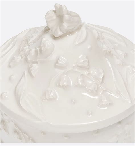 Small Box White Ceramic with Raised Lily Dior Motif | DIOR