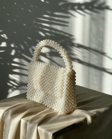 pearl bag pearl clutch bag pearl handbag pearl purse white