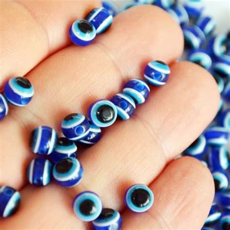 Мънисто, синьо око, резин топче, 5 мм., дупка ~ 1,2 мм. - Avrorahandmade