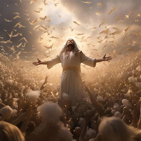 Premium Photo | Illustration of Millions of seraphim worshipping God in ...