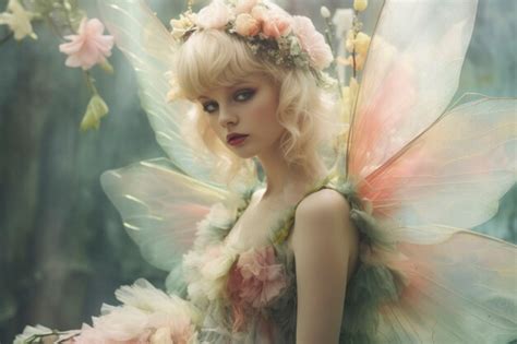 photo portrait  mythical fairy woman  wings