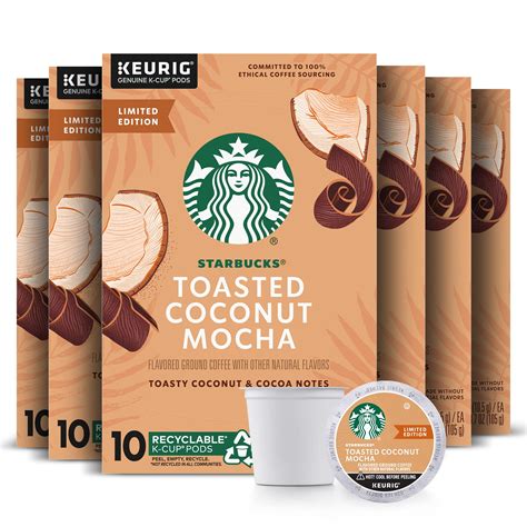 Starbucks K-Cup Coffee Pods, Toasted Coconut Mocha, Limited Edition, 60