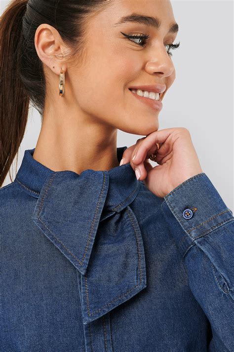 Oberteil mit Puffärmeln aus Denim Blau | na-kd.com