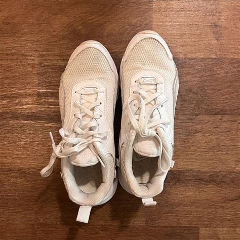 nike white  tan tennis shoes great   fall depop