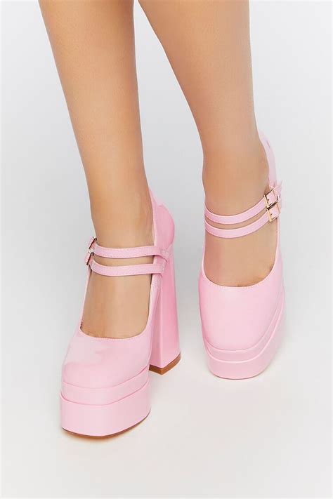 Faux Patent Leather Mary Jane Heels