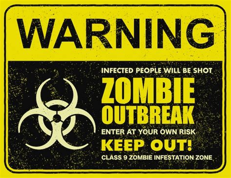 premium vector zombie outbreak sign board illustration