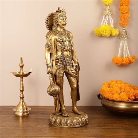 Buy Brass Lord Hanuman Statue Standing 24" Height - Budhshiv.com